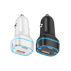 Evrensel Usbc tip-c çift bağlantı Mini araba şarjı hızlı araba şarjı 2 Port Usb şarj aleti adaptörü Iphone