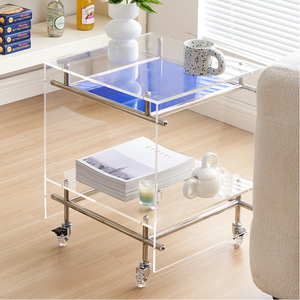 Tavolino in Acrilico <span class=keywords><strong>Trasparente</strong></span>, Comodino Personalizzato, Tavolo Laterale Moderno per Soggiorno, Tavoli Contenitori in Acrilico - Product Image 2