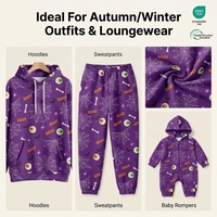 Tela de Felpa Francesa de Algodón con Estampado de Telaraña Morada para Halloween, Sin Pedido Mínimo, Tejido Grueso de Punto para Sudaderas Infantiles, Impresión Digital Personalizada