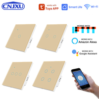Interrupteur mural WiFi intelligent pour la maison, compatible avec les ampoules LED, application Smart Life, prise en charge de Google Home/Alexa, panneau tactile en verre trempé