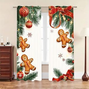 Rideaux de Noël à carreaux rouges et noirs, décorations de fenêtre avec sapin de Noël, cerf, <span class=keywords><strong>renard</strong></span>, flocon de neige, pour chambre à coucher, draperies d'hiver, 2 panneaux personnalisables - Product Image 6