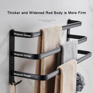 Porte-serviettes mural en aluminium noir en acier inoxydable avec chauffage pour salle de bain, douche, hôtels - Product Image 4