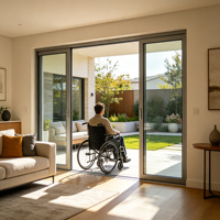 Porte coulissante de patio en aluminium à rupture de pont thermique avec moustiquaire rétractable et double vitrage pour maisons résidentielles américaines