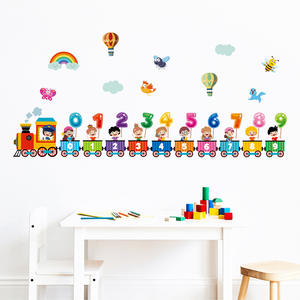 Décoration de <span class=keywords><strong>chambre</strong></span> de bébé dessin animé numéro train grands <span class=keywords><strong>stickers</strong></span> muraux pour enfants - Product Image 3
