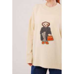 Suéter de Punto Crema para Mujer, Casual, Manga Larga, Antipilling, Calibre 16 Gg - Product Image 2