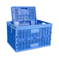 800*570*345mm Caisse en plastique pliable bleue pour le transport logistique Caisse logistique pliable recyclable pour fruits