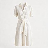 Robe midi en lin blanc pour femme, sans manches, col carré, boutonnée sur le devant, taille naturelle, décontractée, été, écologique, unie