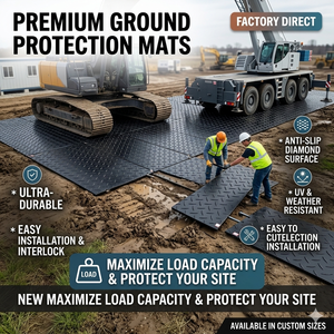 Tapis de protection temporaire en HDPE 4x8 pour excavatrice et camion - Protection flexible et écologique du sol pour chantiers, boue ou pelouse - Product Image 1
