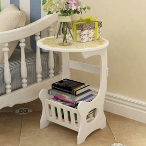 Mini <b>Round</b> <b>Table</b> With Bookshelf Space Saving Living Room Bedroom Side <b>Table</b> White - Product Image 3
