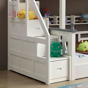 프랑스 디자인 모던 원목 로프트 스타일 이층 침대 소녀 아이들 방 가구 성인용 이층 침대 슬라이드 - Product Image 5