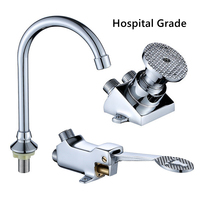 Robinet à pédale en laiton commercial G1/2 sans contact, mains libres, qualité hospitalière, pour lavabo d'hôpital, école, laboratoire, cuisine