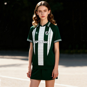 Vente en gros T-shirt de football à col polo rayé personnalisé Maillot de football thaïlandais classique Streetwear Maillot de football respirant - Product Image 1