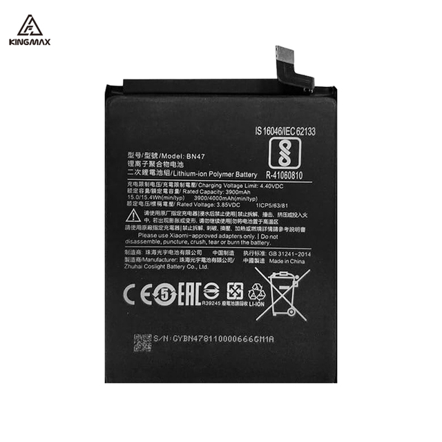 Redmi 6 Pro Battery Rechargeable Cell Phone Battery 4000mah High Capacity for MI Xiaomi BN47 Spare and Back Battery Mobile Phone