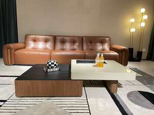Juego de Sofá y Mesa de Centro de Cuero de Lujo para Decoración de Sala de Estar, Juego de Mesa de Centro para Espacios Pequeños - Product Image 2