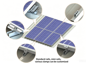 Système de montage solaire pour toit en tôle, construction en aluminium résistant à la corrosion, construction personnalisable - Product Image 2
