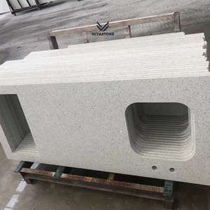 เคาน์เตอร์ครัวควอตซ์สีขาวประกายเงาจากโรงงานโดยตรง รับประกันตลอดอายุการใช้งาน ความหนา 18/20/30 มม. รับสั่งทำตามขนาด - Product Image 1