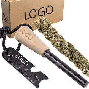 Jumbo <span class=keywords><strong>Tinder</strong></span> Rope Wood Fire Starters Ferro Rod Equipo de supervivencia al aire libre para senderismo Mochilero Campfire Camping Essentials en una caja - Product Image 1