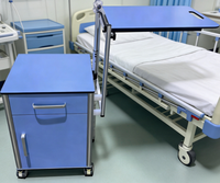Table de chevet HOCHEY pour patients d'hôpital, avec rangement HPL, pour traitement médical, avec roulettes