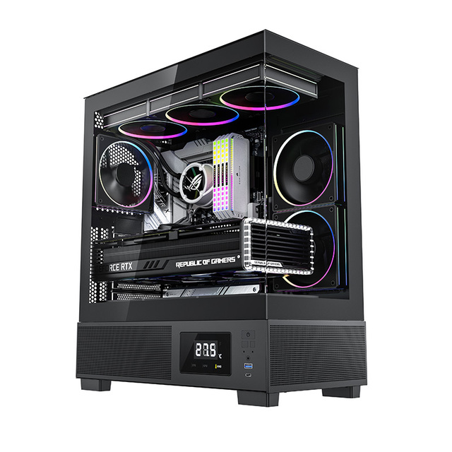 ATX Gaming Computer Case Tempered Glass Full View Gaming PC Case Full Tower Computer Cases & Tower With LCD Screen for PC Parts
