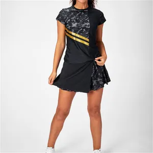 Lady Black White Natural Print Mini Casual Breathable Spandex/Polyester Tennis Skirts for Women Summer