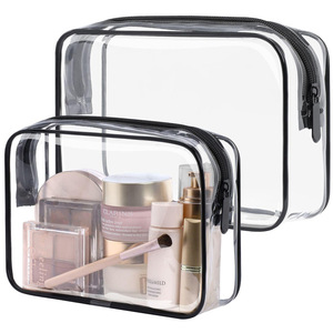<b>Transparent</b> PVC Toiletry <b>Bag</b> Set – Waterproof Travel <b>Makeup</b> Organizer with Zipper, 2-Piece (L+XL) - Product Image 4