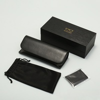 Noir dur fort paquets lunettes lunettes lunettes de soleil spectacle 4 ensembles étui boîte étui sac chiffon de nettoyage pochette cadeau emballage