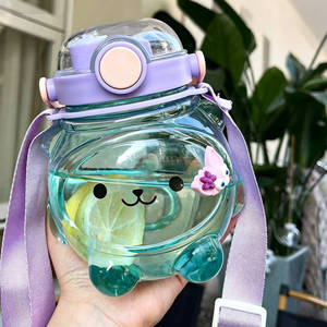 Regalos para Niños, Linda Botella de Agua Deportiva de Plástico para el Verano, 1000 ml, Vaso Escolar Portátil de Plástico con Pajita para Niños - Product Image 6