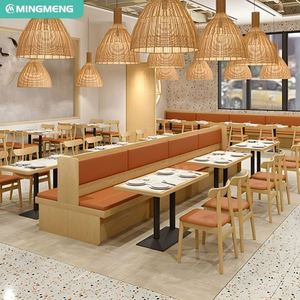 Ensemble de canapés modernes et commerciaux pour restauration rapide, café et restaurant, table et chaise en bois avec panneaux, bancs, collations pour les centres commerciaux et les hôtels. - Product Image 6