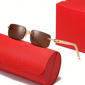 Gafas de Sol Retro con Marco de Acetato sin Montura y Logotipo Personalizado, Lentes Verdes de Moda para Hombre y Mujer, Gafas de Sol Rectangulares de Acetato sin Montura para Hombre y Mujer - Product Image 6