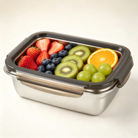 Ensemble de 3 boîtes à lunch Bento de 350 ml, 550 ml et 850 ml en acier inoxydable 304, hermétiques, avec couvercles en PP