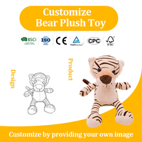 Boneka Harimau Plush Custom Logo ODM OEM, Bantal Hewan Lucu Isi Kapas PP, Hadiah Liburan untuk Anak