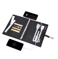 Ensemble cadeau personnalisé de batterie externe et clé USB avec carnet A5 en PU, charge sans fil, OEM pour entreprises