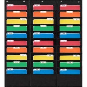 Organizador de Pared con 30 Bolsillos para Archivos, 42 x 47 Pulgadas, Negro, para Oficina o Escuela - Product Image 6