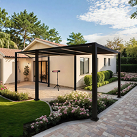 Pergola en aluminium LED résistante aux intempéries avec ajustement automatique des lames, intégration Smart Home, ombrage extérieur