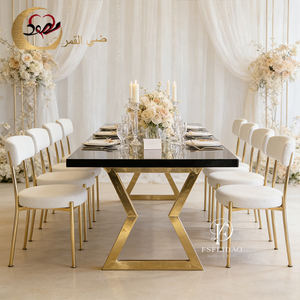 Luxury Wedding Stainless Steel Base MDF Top Contemporary Design Customizable Rectangle Shape Dinner <b>Table</b> Hotel Home Furniture - Product Image 3