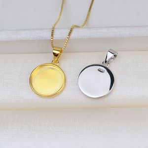 Nouveau pendentif tendance en argent S925, forme de pneu, accessoire de coiffure DIY, fond plat, 10 mm, sans aiguille, support vide, composants de bijoux - Product Image 3