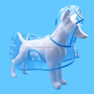 Wholesale Factory Price 100% Transparent Waterproof Pet Dog Clear Rain Coat Jacket Hooded Slicker Poncho Rainwear Raincoat