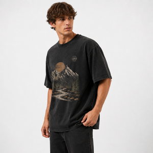 เสื้อยืดคอกลมลายกราฟิกวินเทจสำหรับผู้ชาย ผ้าหนาพิเศษ สั่งทำโลโก้ แบรนด์ส่วนตัว รับผลิตแบบ OEM ขายส่งจากโรงงาน - Product Image 2