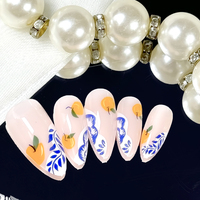 OEM/ODM Lot de 24 faux ongles en gel souple à presser, forme cercueil et stiletto, en ABS, pour doigts, avec motifs