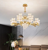 Décoration moderne de luxe pour hôtel et restaurant, grand lustre LED, lustre en cristal K9, luminaire suspendu
