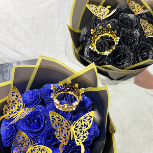 Bouquet <span class=keywords><strong>de</strong></span> roses scintillantes pour la veille du Nouvel <span class=keywords><strong>An</strong></span>, couronne <span class=keywords><strong>de</strong></span> papillons, savon, cadeau <span class=keywords><strong>de</strong></span> la Saint-Valentin, fleur artificielle <span class=keywords><strong>de</strong></span> Noë<span class=keywords><strong>l</strong></span> - Product Image 3