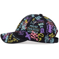 Casquette de baseball Hip-hop graffiti colorée style euro-américain, décontractée, anti-UV, imprimée en PVC, réglable et personnalisable