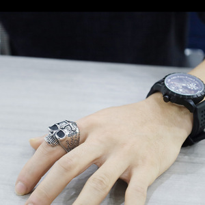 Skull <b>Ring</b> For Men <b>Titanium</b> Steel Geometric Shape Gift Jewelry - Product Image 1
