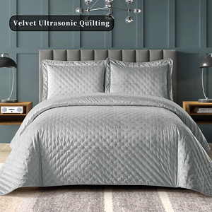 Plain Bed Cover <strong>Flannelette</strong> Ultrasonic Embossed Polka Dot Bedspread Quilted Quilt With Quilted Seed <strong>Sheet</strong> - Product Image 1