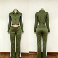 Ensemble deux pièces pour femmes, vêtements Y2K, logo personnalisé, streetwear pour femmes, veste zippée rayée et pantalon de yoga évasé, ensembles de survêtements pour femmes