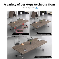 Table de conférence pliante à coins arrondis en bambou, moderne, minimaliste, multifonctionnelle, extensible, bureau télescopique pour 10 personnes