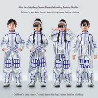 Costume de performance unisexe argenté, inspiré de la technologie, pour enfants, pour la danse robotique, le cosplay laser spatial et le style jazz, tendance futuriste pour défilé