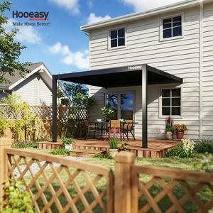 <span class=keywords><strong>Pergola</strong></span> <span class=keywords><strong>bioclimatique</strong></span> en métal Hooeasy pour jardin extérieur, murale, 4m x 4m, avec toit à lames double couche à commande manuelle - Product Image 4