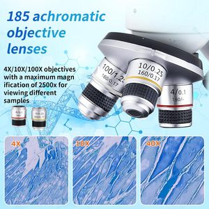Microscopio Binoculare OOZSTAR con Ingrandimento 40X-2500X, Oculari WF25x, Illuminazione LED Doppia per Adulti, Scuole, Case, Laboratori ed Educazione - Product Image 3