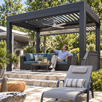 Pergola rétractable motorisée en aluminium avec éclairage LED, structures de jardin, modèle CE TUV NG-MP2026